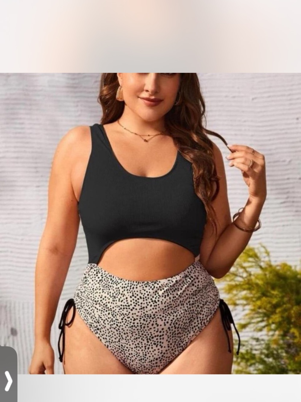 Black Cutout with High-Waist Speckled Bottoms bathing suit